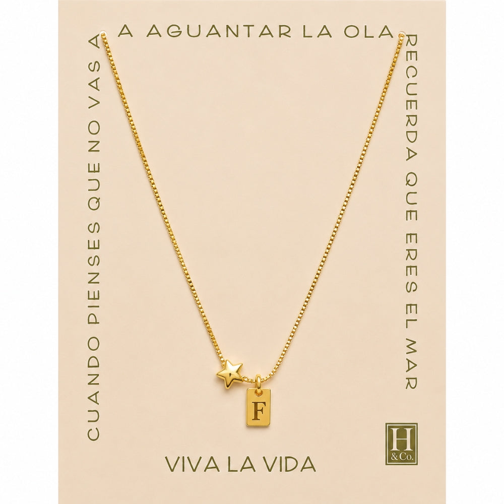 H&Co Collar de Cadena Plaquita Inicial F