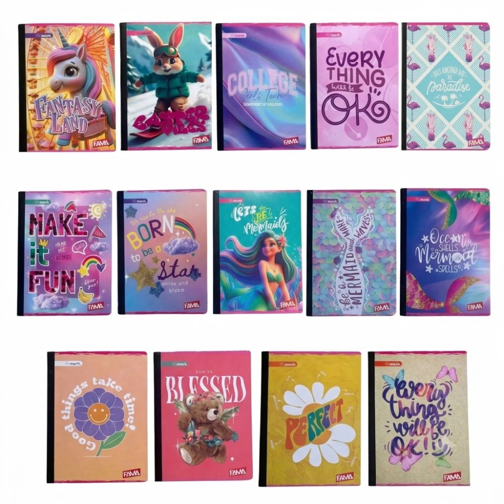 Marfil Cuaderno Cosido Cuadriculado 100 hojas Diseños Surtidos