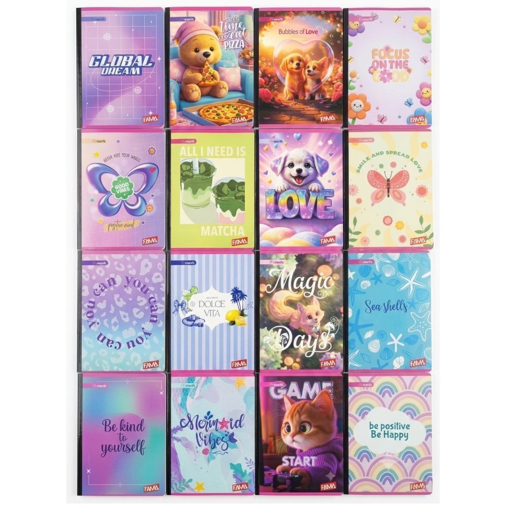 Marfil Cuaderno Cosido Doble Linea 100 hojas Diseños Surtidos