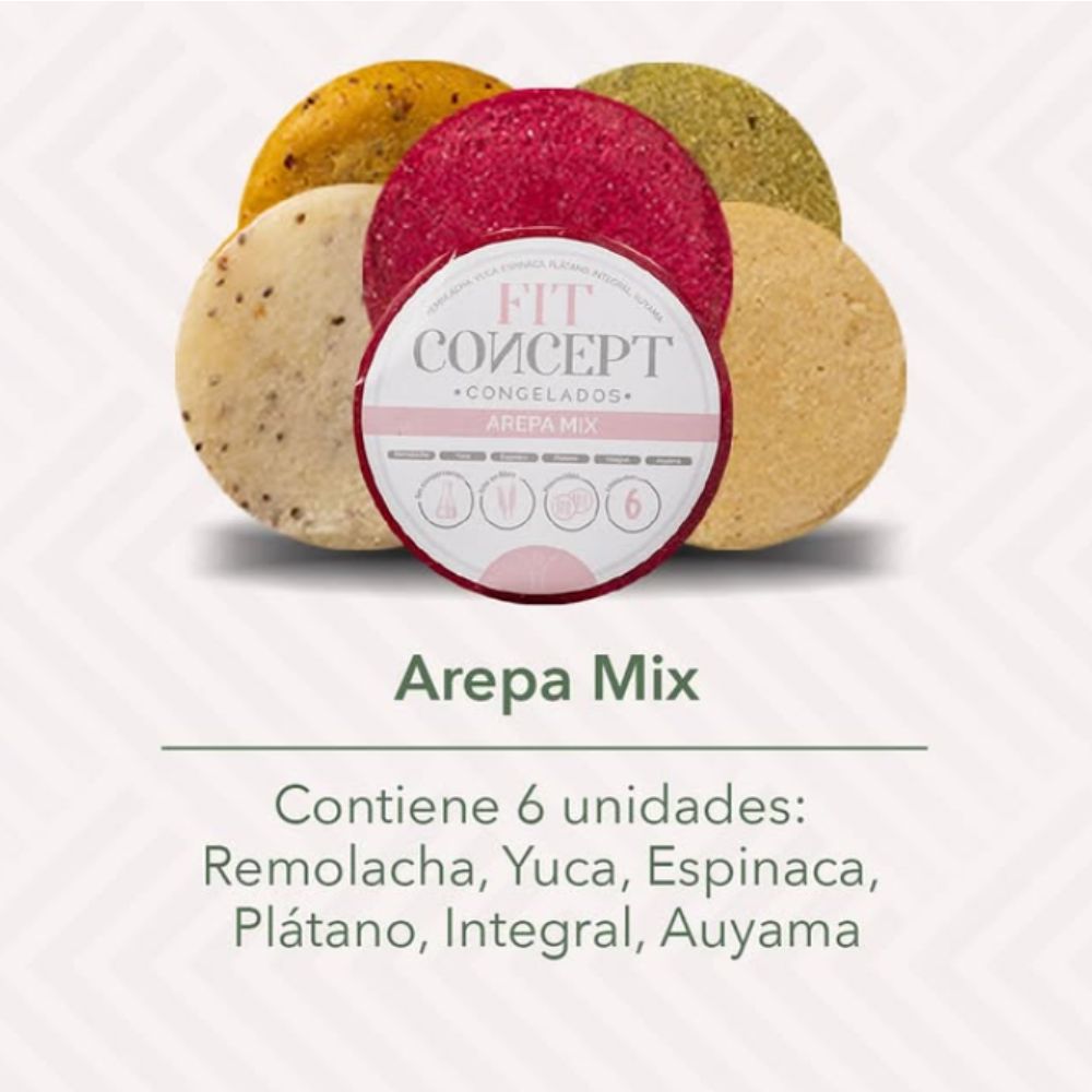 Fit Concept Arepa MIx 6 Und Remolacha, Yuca, Platano, Espinaca, Integral y Auyama