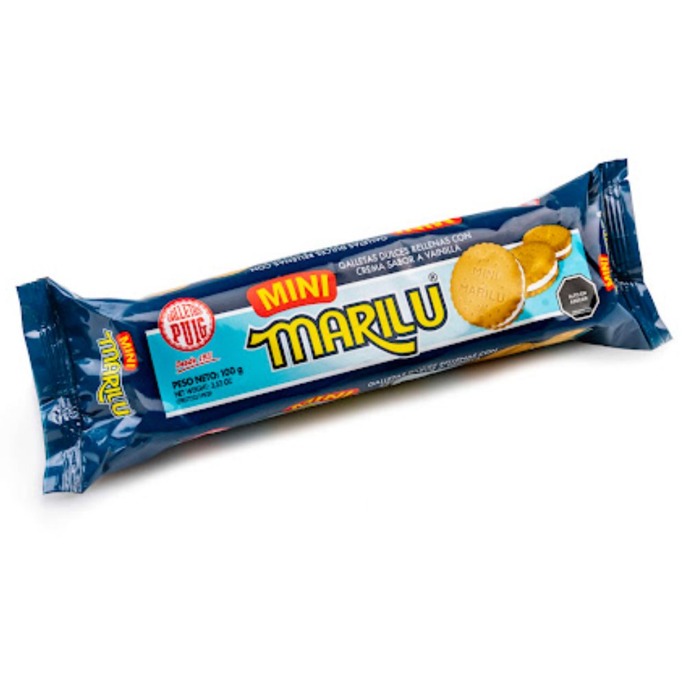 Galletas Mini Marilu Puig Rellenas Con Crema Sabor a Vainilla 100 grs