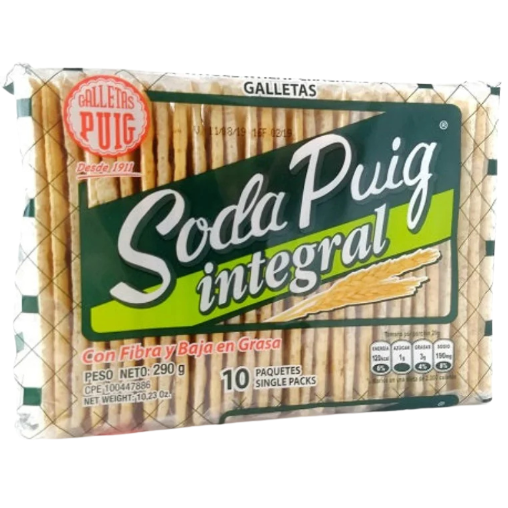 Galletas Soda Puig Integral Con Fibra Baja En Grasa 290g