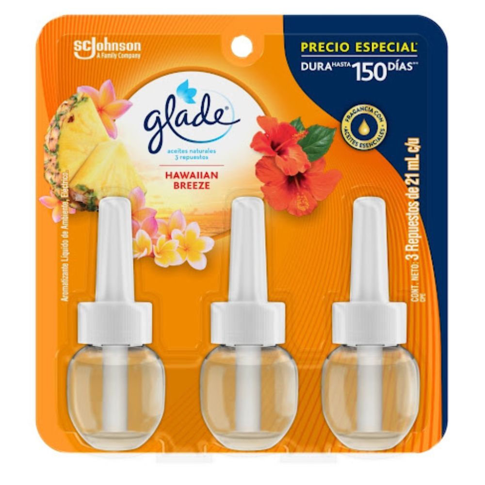 Glade Ambientador Liquido Hawaiian Breeze Repuestos 21 ml 3Und