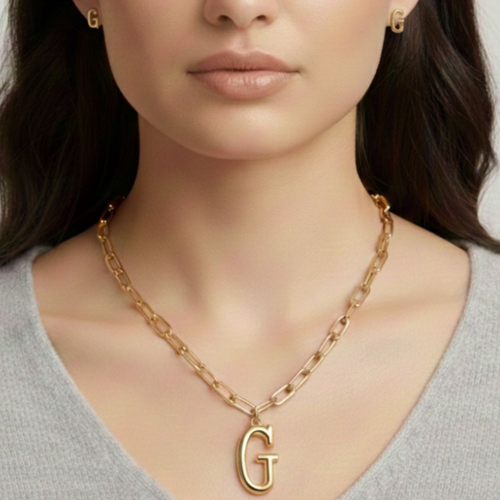 Guess Set De Collar y Zarcillos Golden "G"