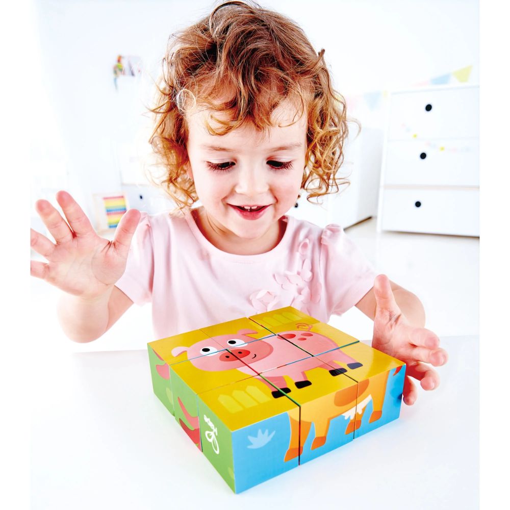 Hape Farm Animal Block Puzzle 9 piezas 2-4 años