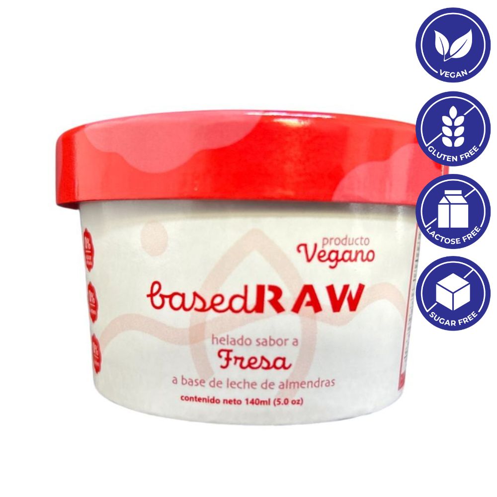Helado Vegano de Fresa BasedRaw a Base de Leche de Almendras 130ml