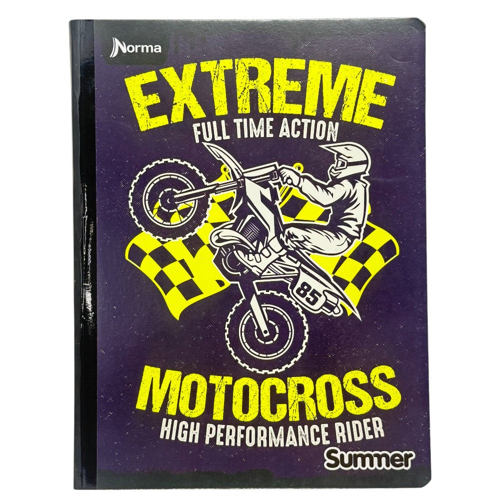 Norma Cuaderno Cosido Linea 100 Hojas Con Stickers Diseño Motocross