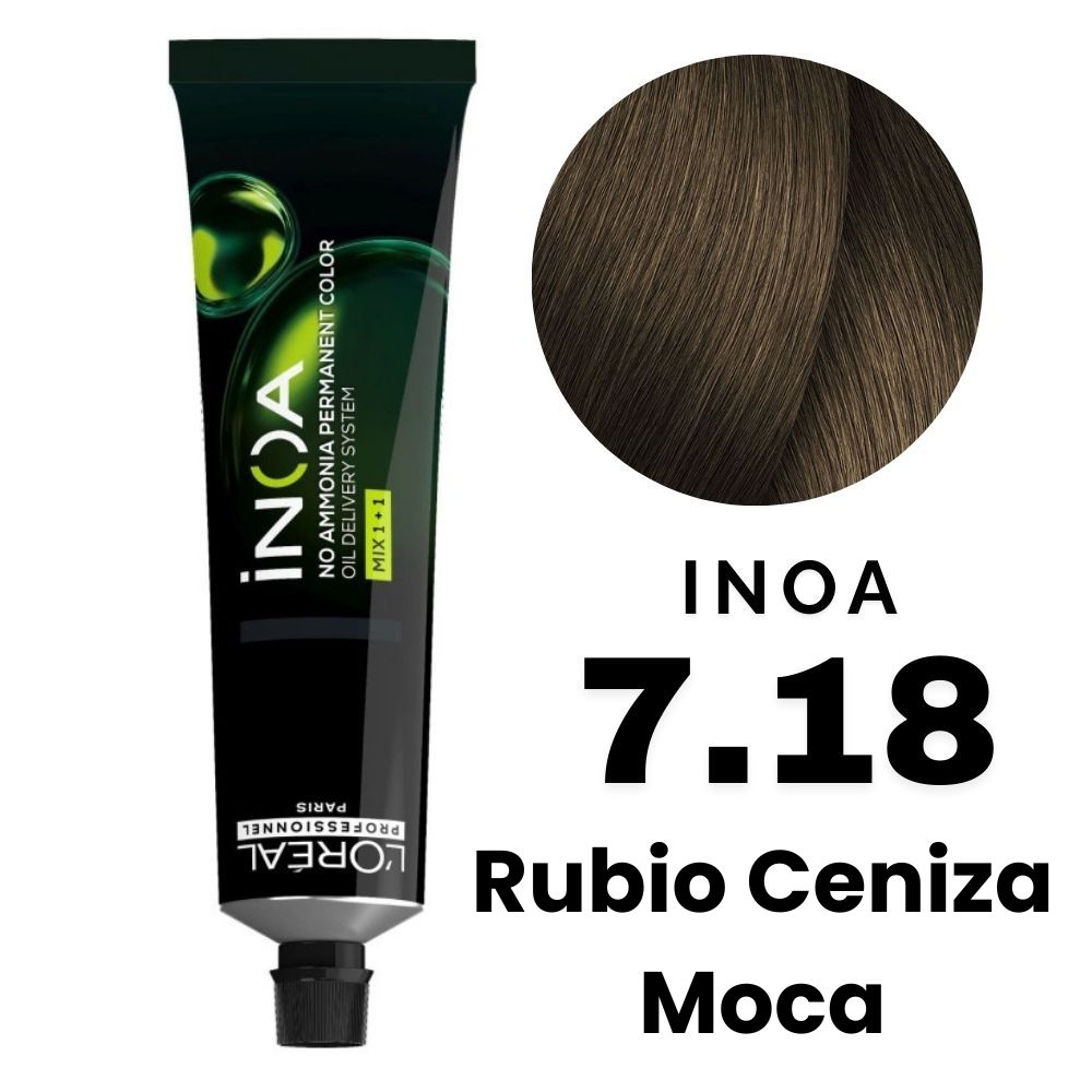 L'Oreal Tinte Inoa Profesional Nro.7.18 Rubio Ceniza Moca 60gr