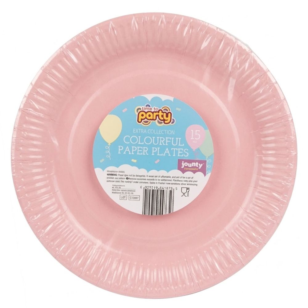 Jaunty Party Platos De Papel Rosados 9" 15Und