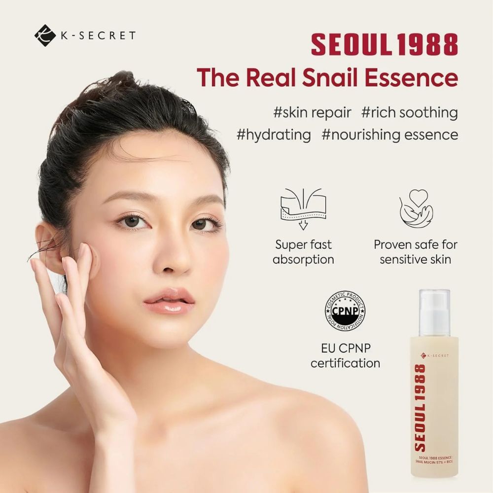 K-Secret Seoul 1988 Essence: Snail Mucin 97% + Rice 100ml