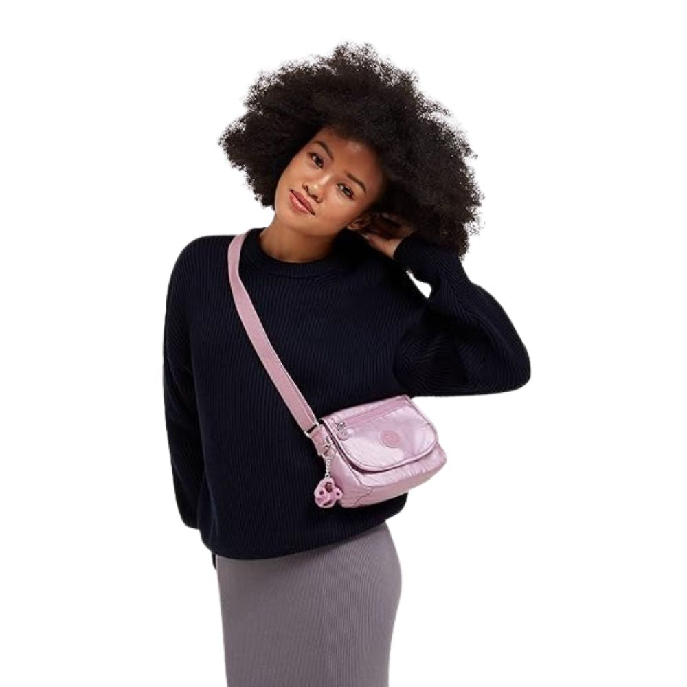 Kipling Cartera Sabían Metallic Lilac