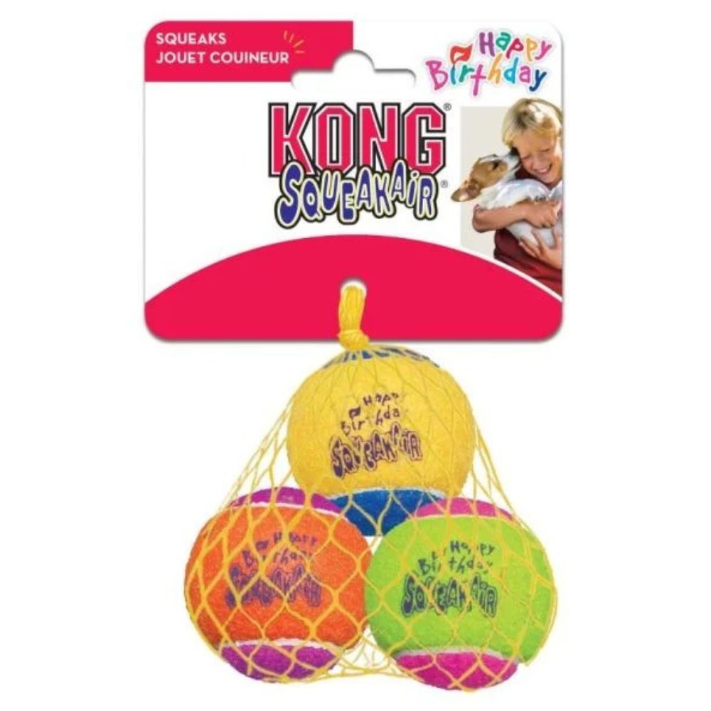 Kong Juguete Para Perros Squeaksair Balls Birthday Medium 3Und