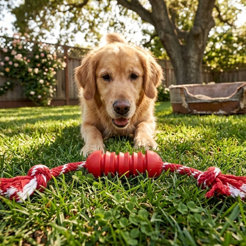 Kong Juguete Para Perros Dental With Rope Medium Color Rojo