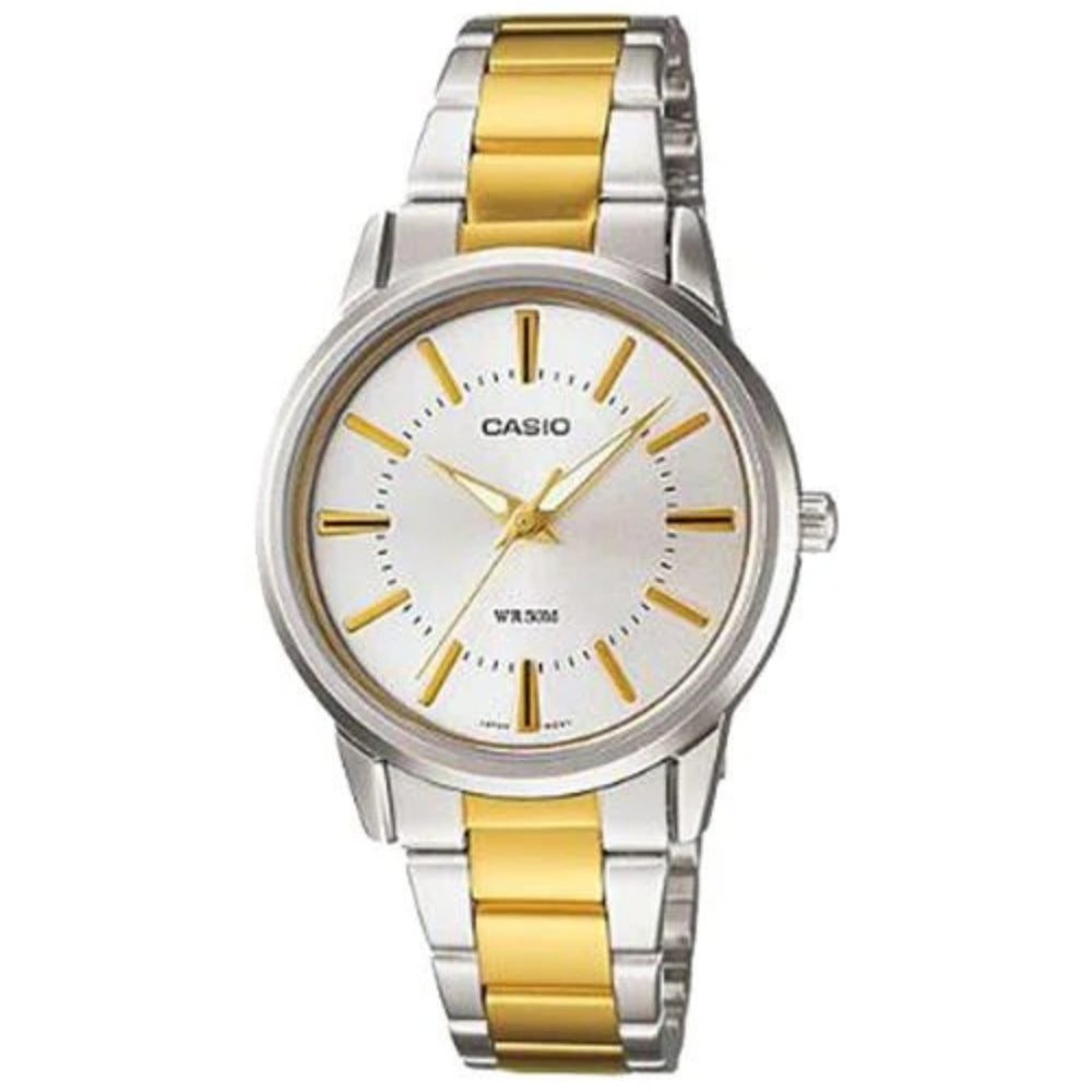 Casio Reloj Casual Correa De Acero Inoxidable Para Dama Silver & Gold