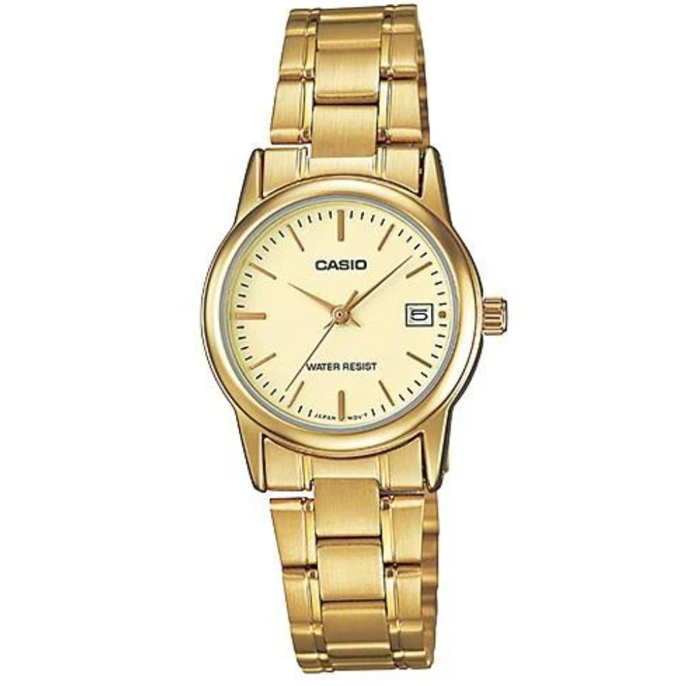 Casio Reloj Casual Correa De Acero Inoxidable Para Damas Gold
