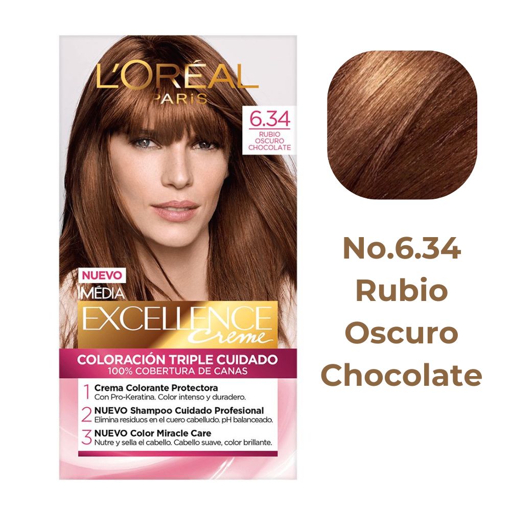 L'Oreal Tinte Excellence Creme 6.34 Rubio Oscuro Chocolate