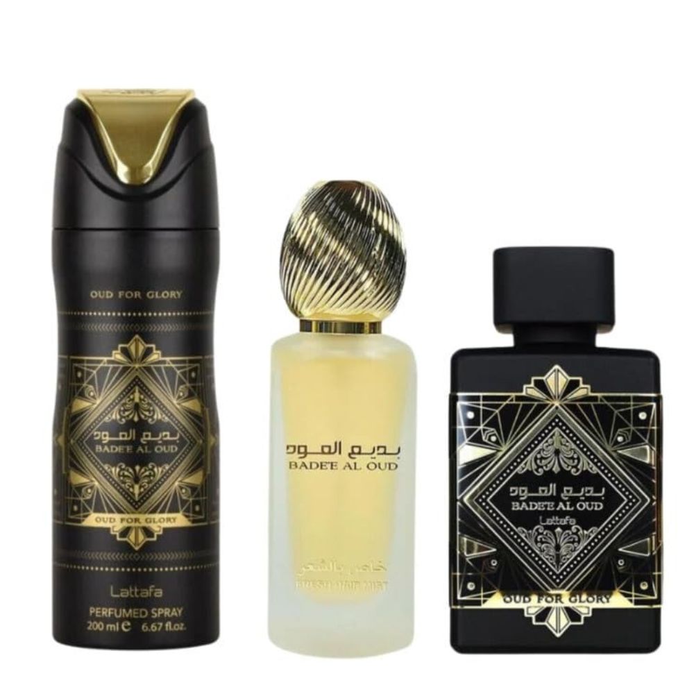 Lattafa Badee Set Al Oud for Glory Eau de Parfum +Perfumed Spray + Hair Mist Unisex
