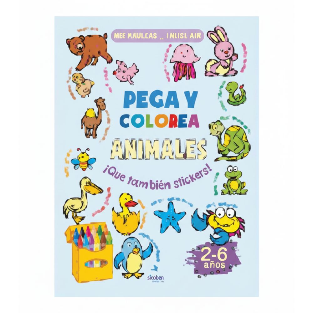 Libro Para Niños Pega Y Colorea De Animales 2-6+