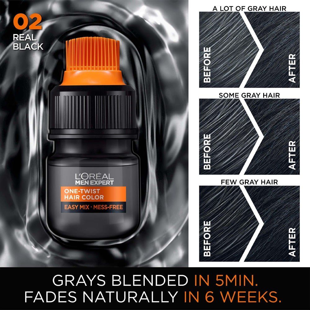 Loreal Tinte para Caballero Men Expert One Twist Hair Color 02 Real Black