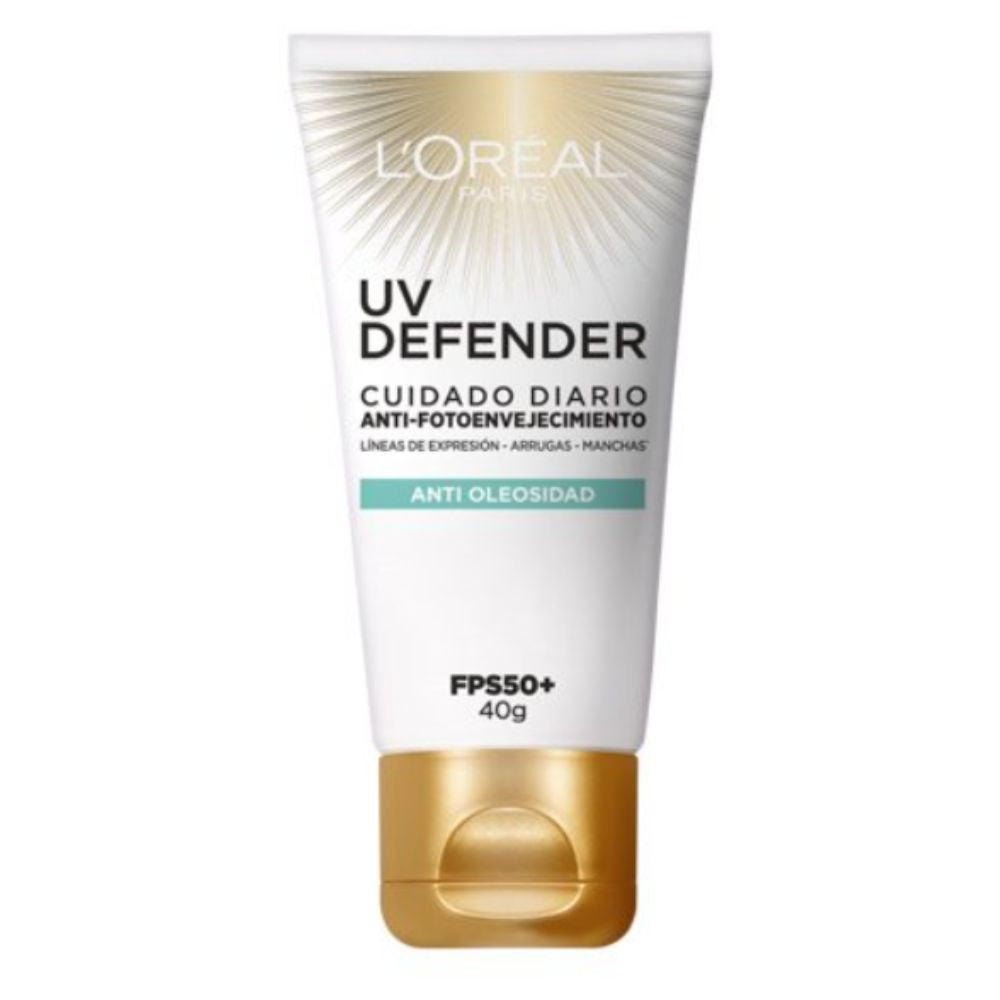 Loreal UV Defender Cuidado Diario Anti-FotoEnvejecimiento FPS 50+ Anti-Brillo Con Color Medio 40g