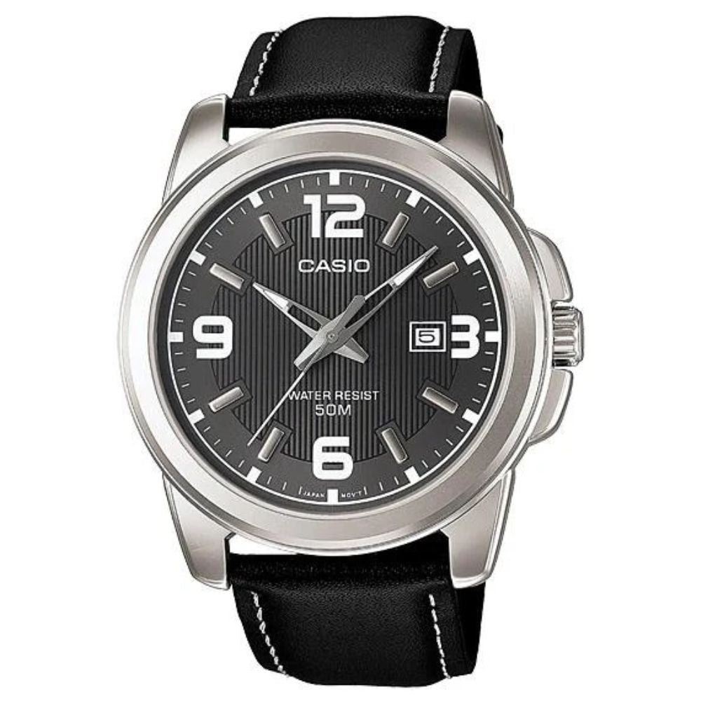 Casio Reloj Casual Correa De Cuero Para Caballero Black