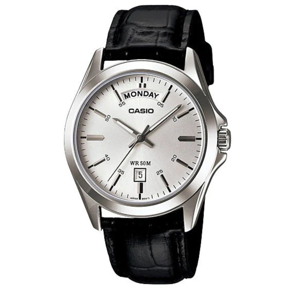 Casio Reloj Casual Correa De Cuero Para Caballero Black