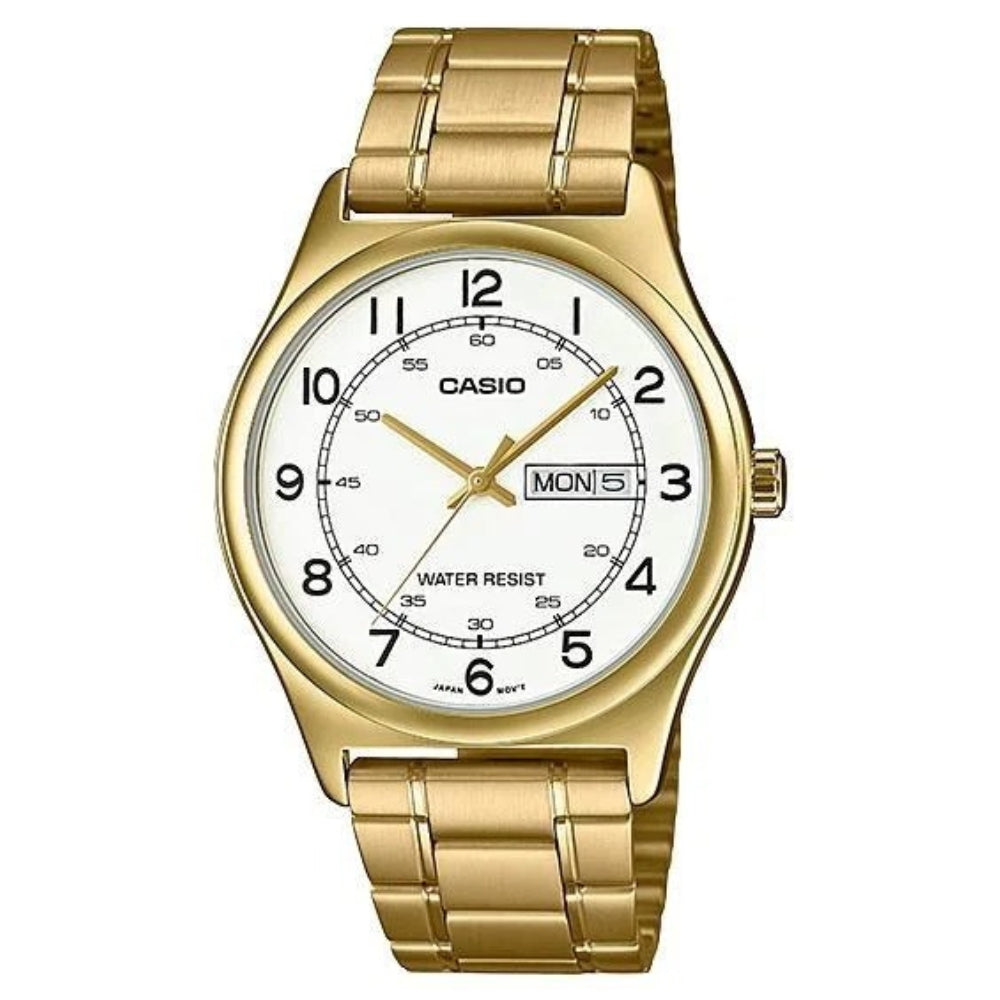 Casio Reloj Casual Correa De Acero Inoxidable Para Caballeros Gold & White
