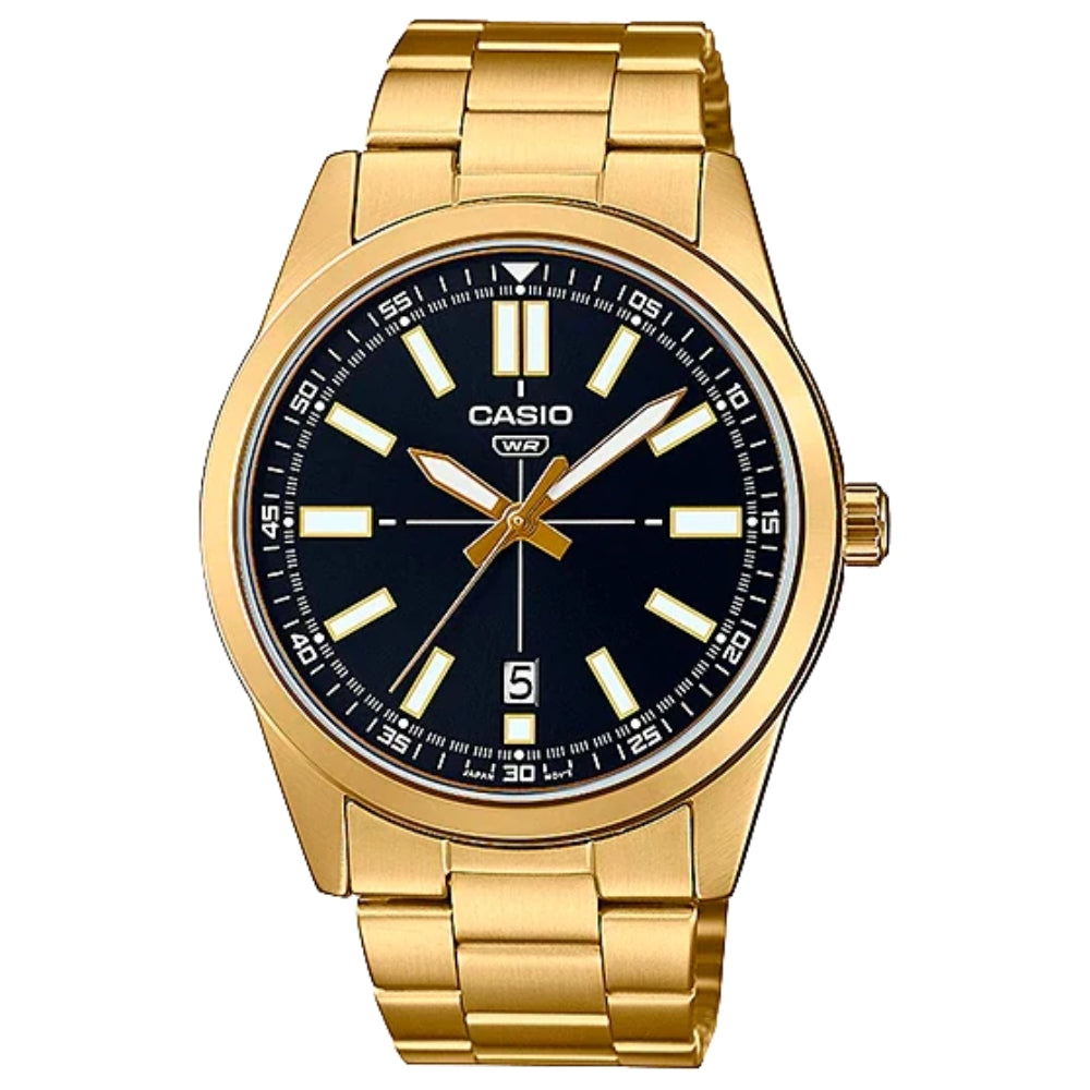 Casio Reloj Casual Correa De Acero Inoxidable Para Caballeros Gold & Black