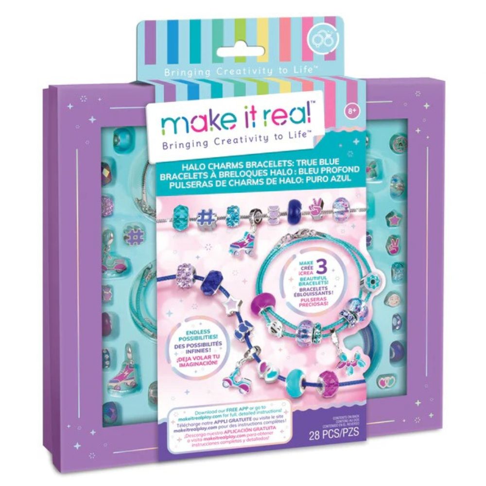 Make It Real Pulseras De Charms De Halo Puro Azul 8+ 28Pzs