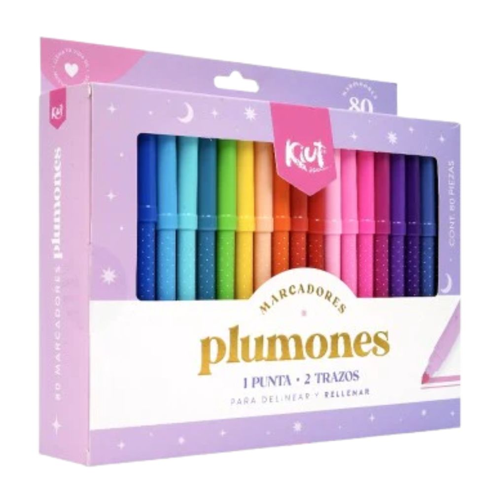 Kiut Marcadores Plumones Lavables 80 Und