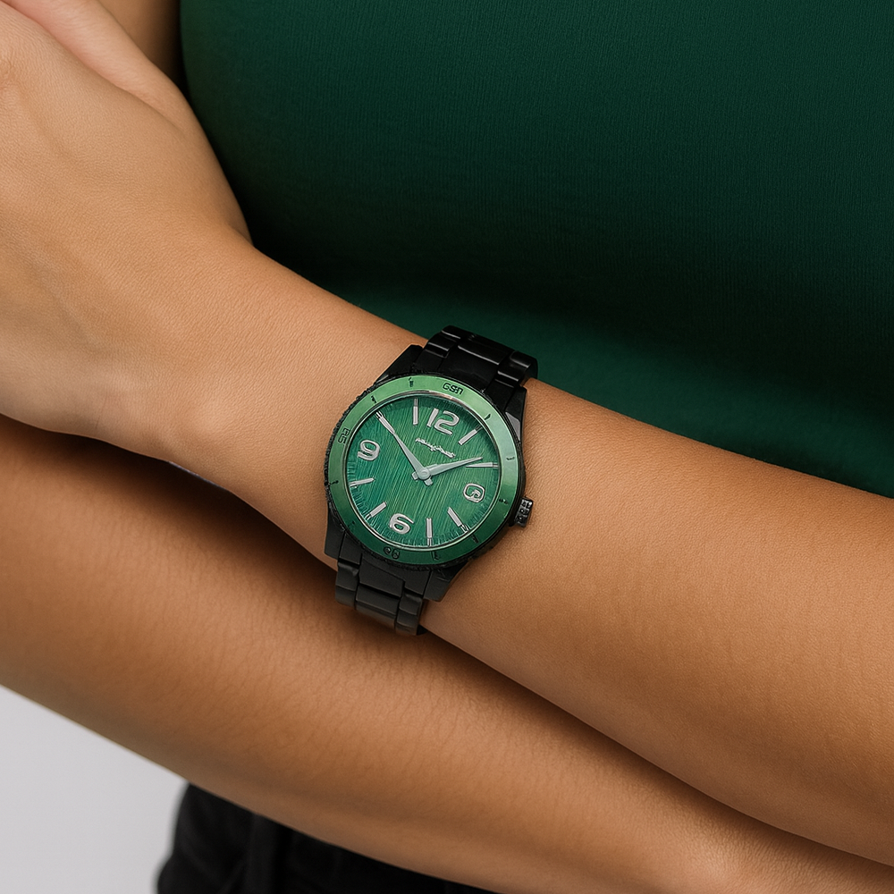 Tahari Reloj Para Caballero Black Green