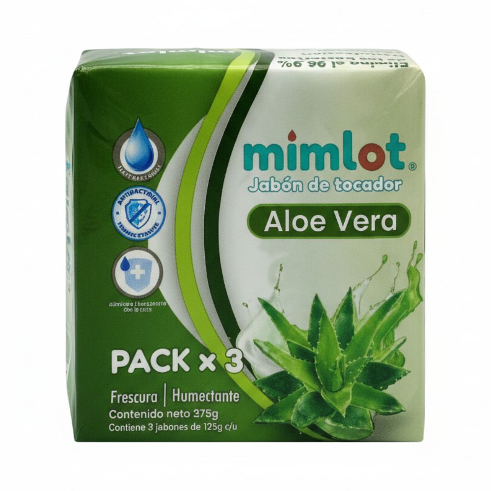 Mimlot Jabón Para Tocador Aloe Vera 3Pack 375gr