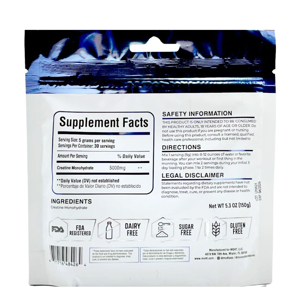 MO4T Creatina Monohidratada Micronizada 30 Servicios
