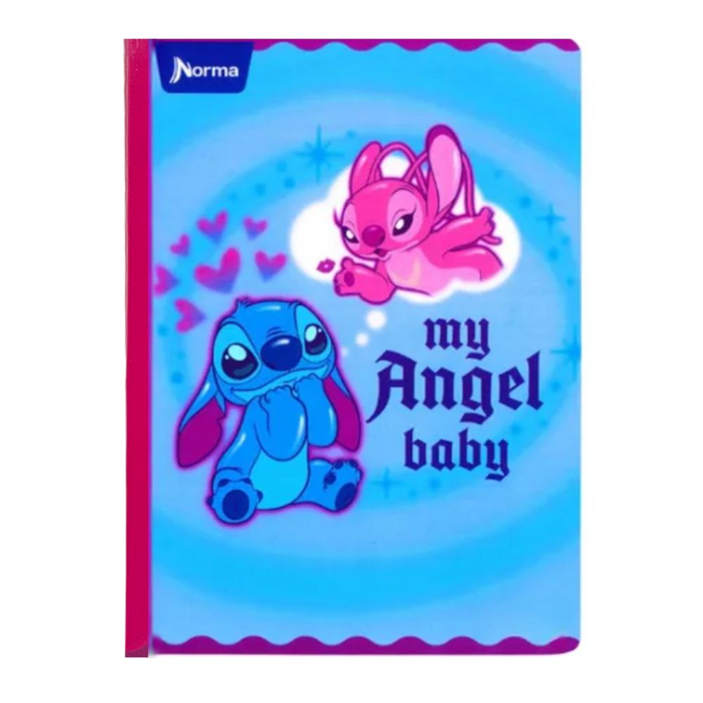 Norma Cuaderno Cuadriculado Cosido 100 hojas Con Stickers Diseño Stitch My Angel Baby
