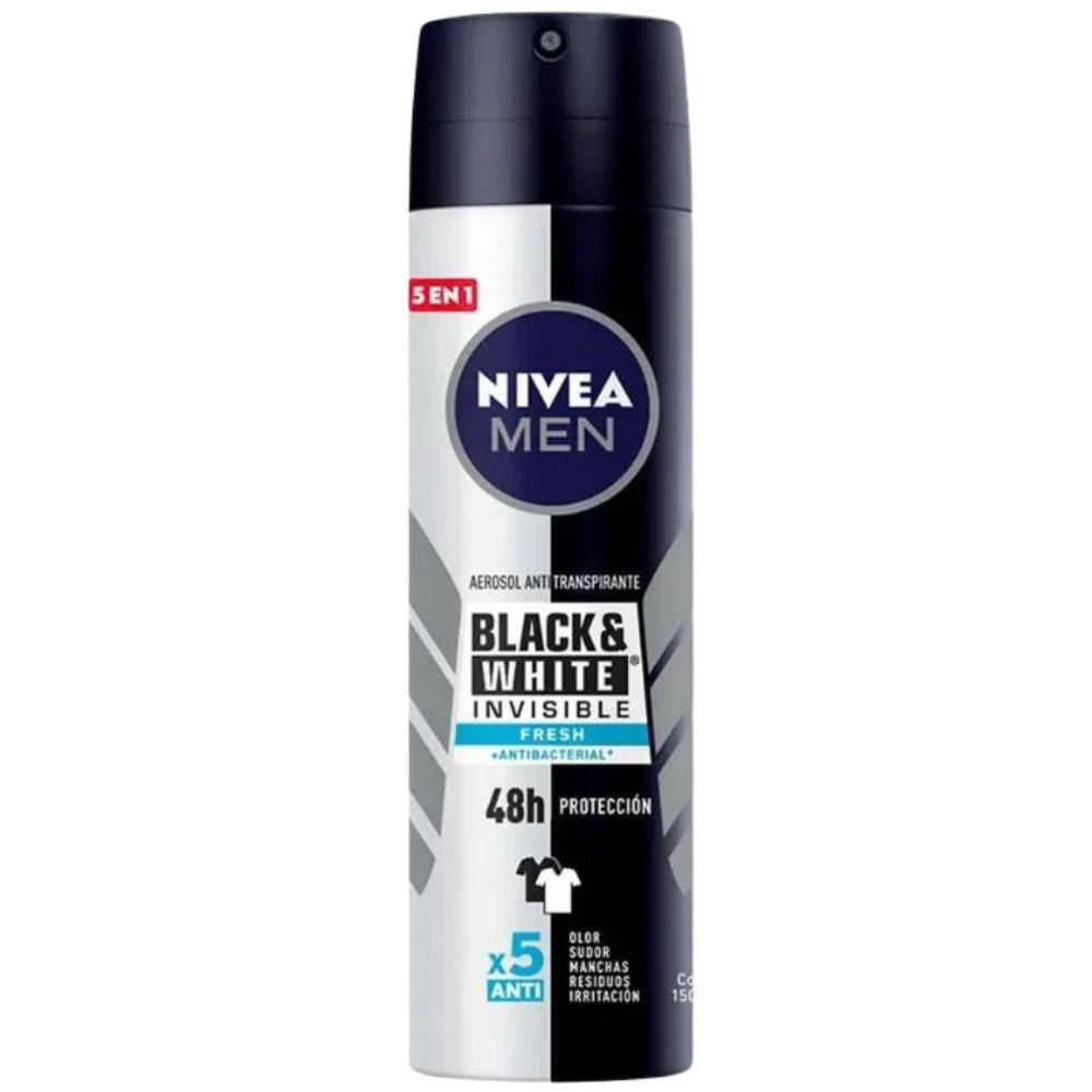 Nivea Desodorante en Aerosol Men Black&White Invisible Fresh Antitranspirante 150ml