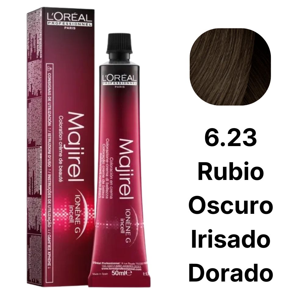Tinte Loreal Majirel 6.23 Rubio Oscuro Irisado Dorado 50 ml