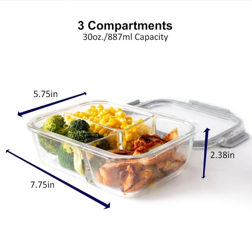 Orii Glass Contenedor Food Storage Compartment Rectangular Mediano 1pc
