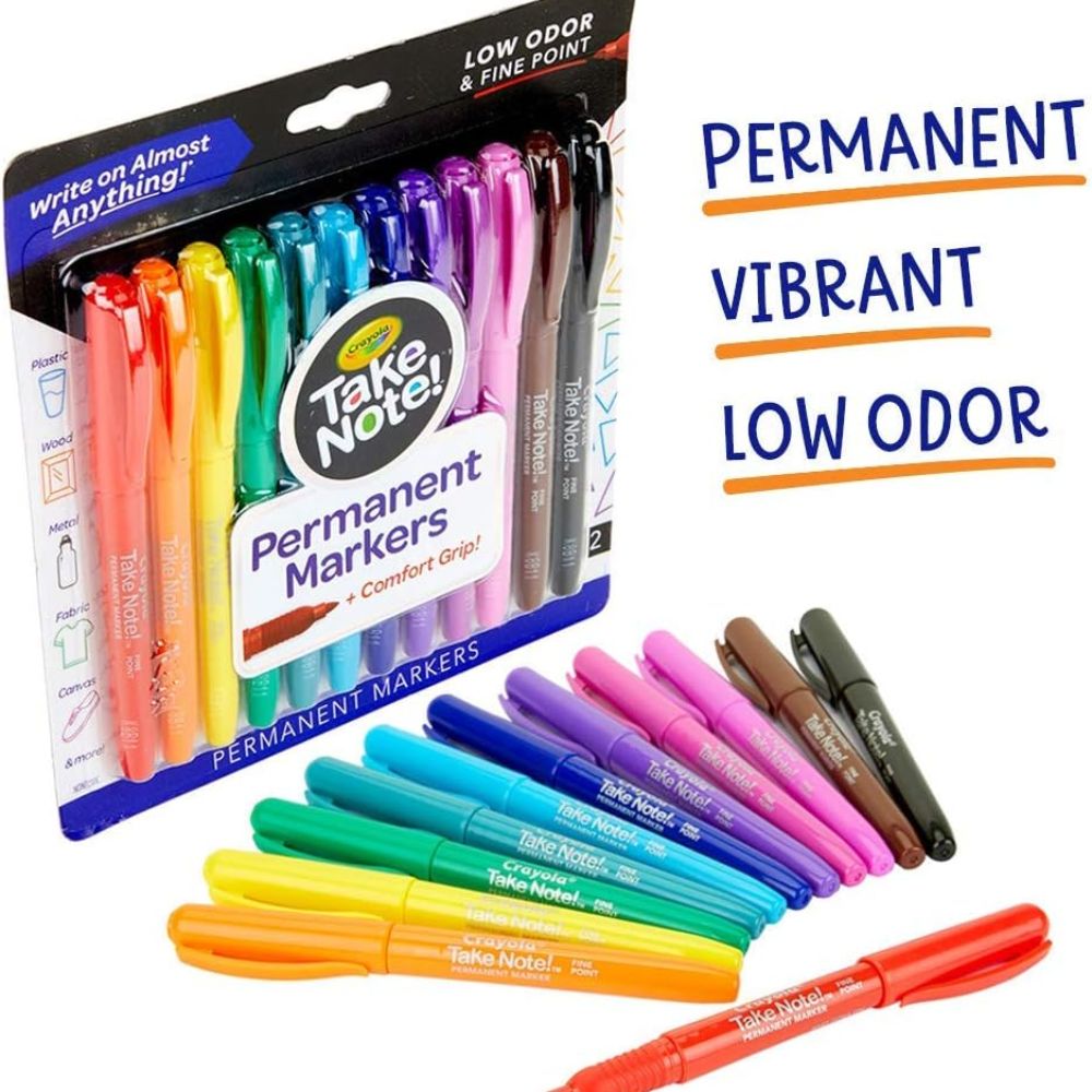 Crayola Take Note Permanent Markers 12 Und