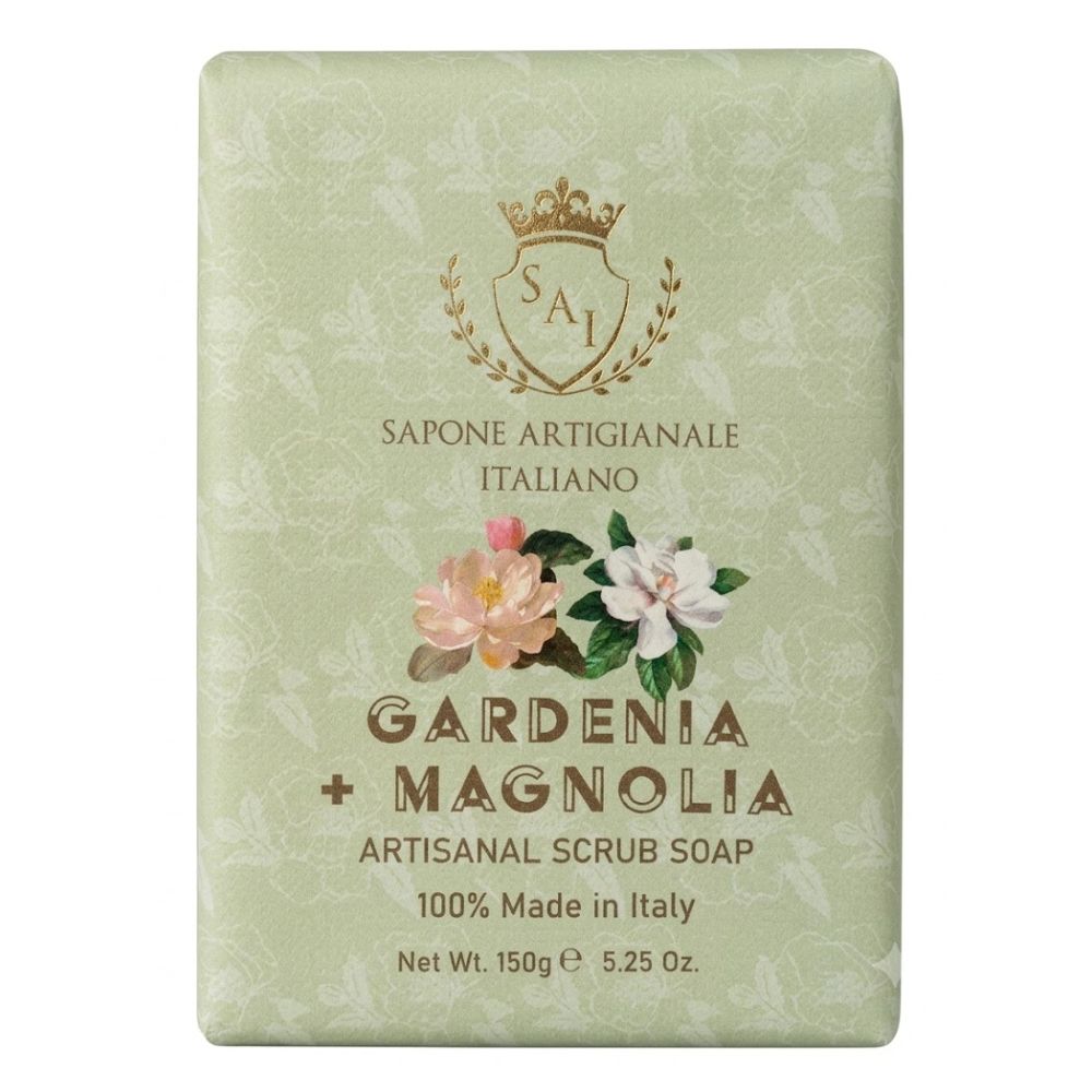 Jabon Exfoliante En Barra Sapone Artigianale Italiano Gardenia + Magnolia 150g