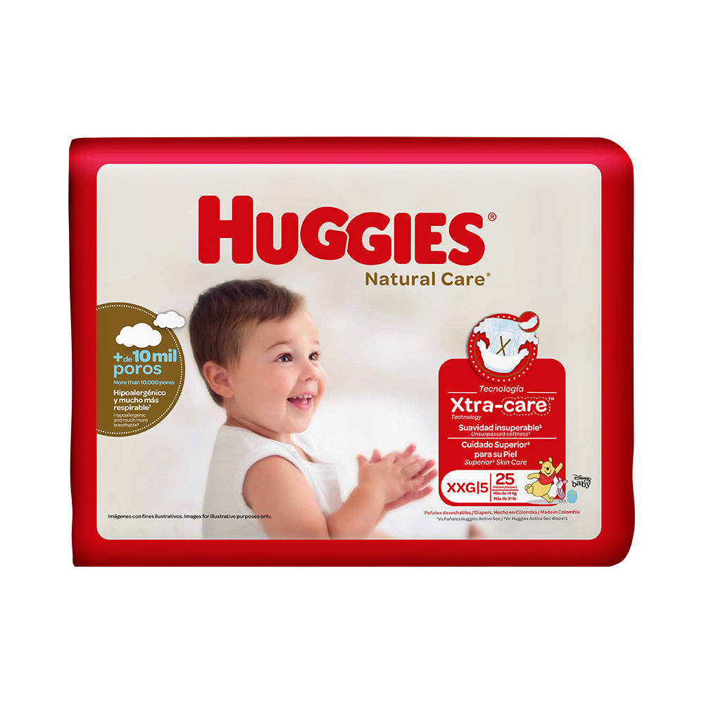 Pañales Huggies Natural Care Talla XXG 25und
