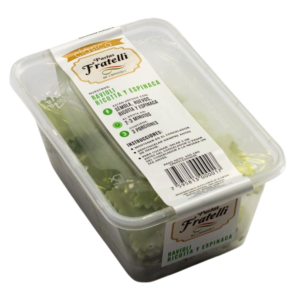 Pastas Fratelli Ravioli Ricotta y Espinaca 400gr