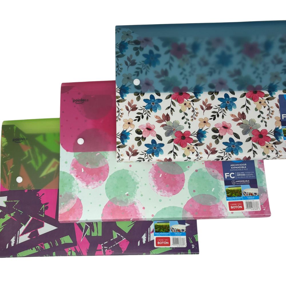 Pointer Archivador Expandible Tamaño Oficio Diseño Variado