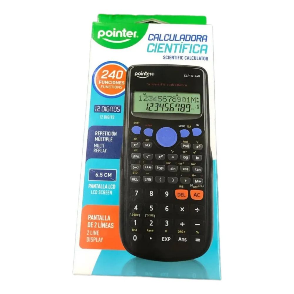 Pointer Calculadora Científica 12 Dígitos Pantalla De 2 Líneas 6.5cm