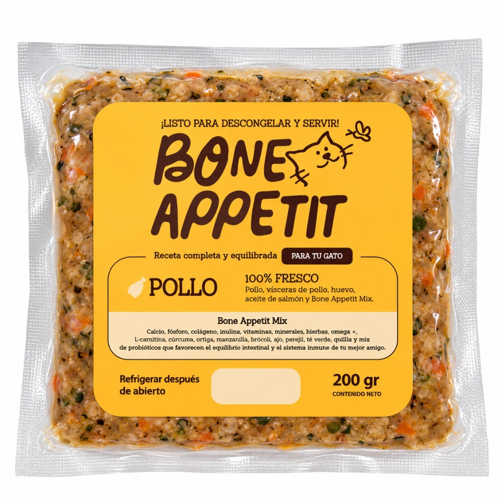 Bone Appetit Alimento Natural para Gatos Sabor Pollo 200gr