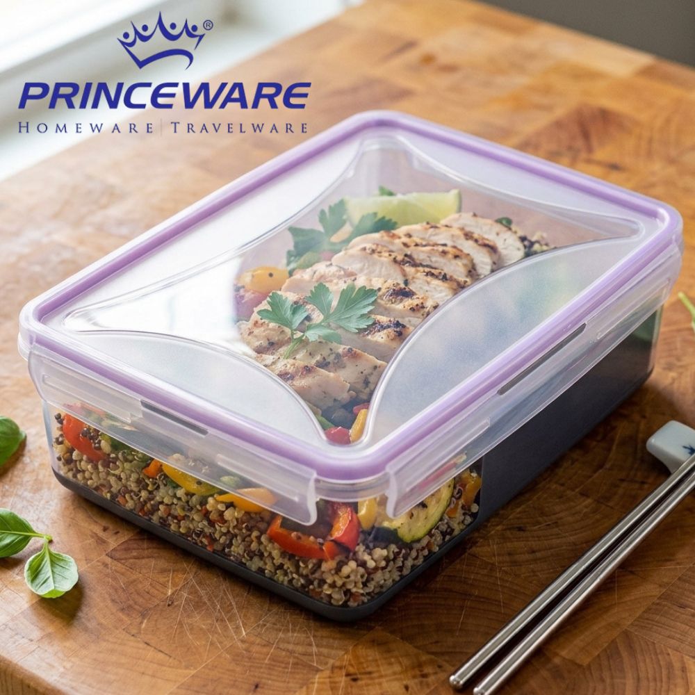 Contenedor De Alimentos Rectangular Princeware Con Tapa Hermética Purple 2165ml