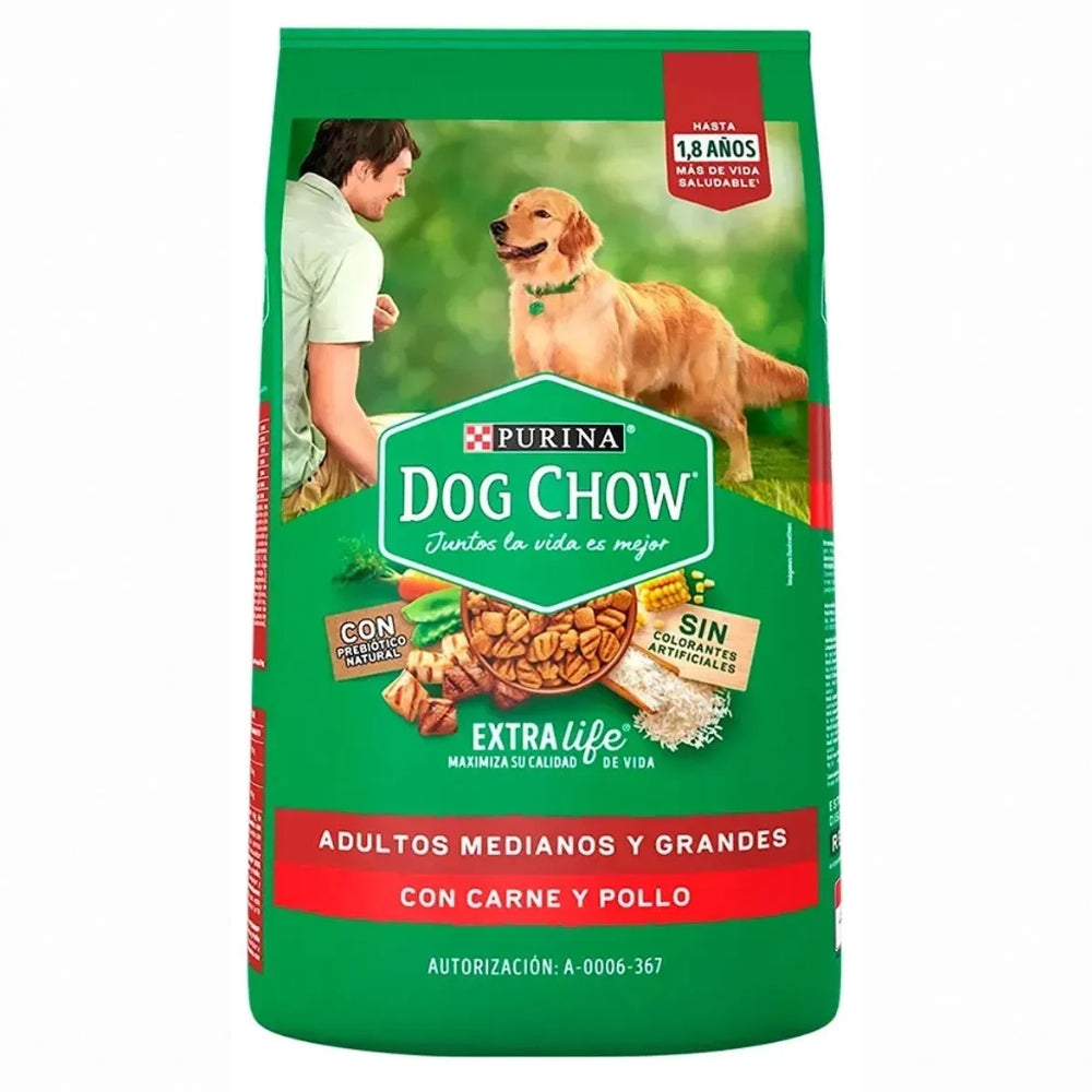 Purina Dog Chow Extra Life Adultos Medianos y Grandes con carne y pollo 1 Kg