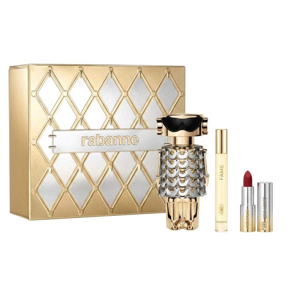 Paco Rabanne Fame Set Eau de Parfum 80ml + 10ml + Lipstick Rouge Rabanne Dramalips For Woman