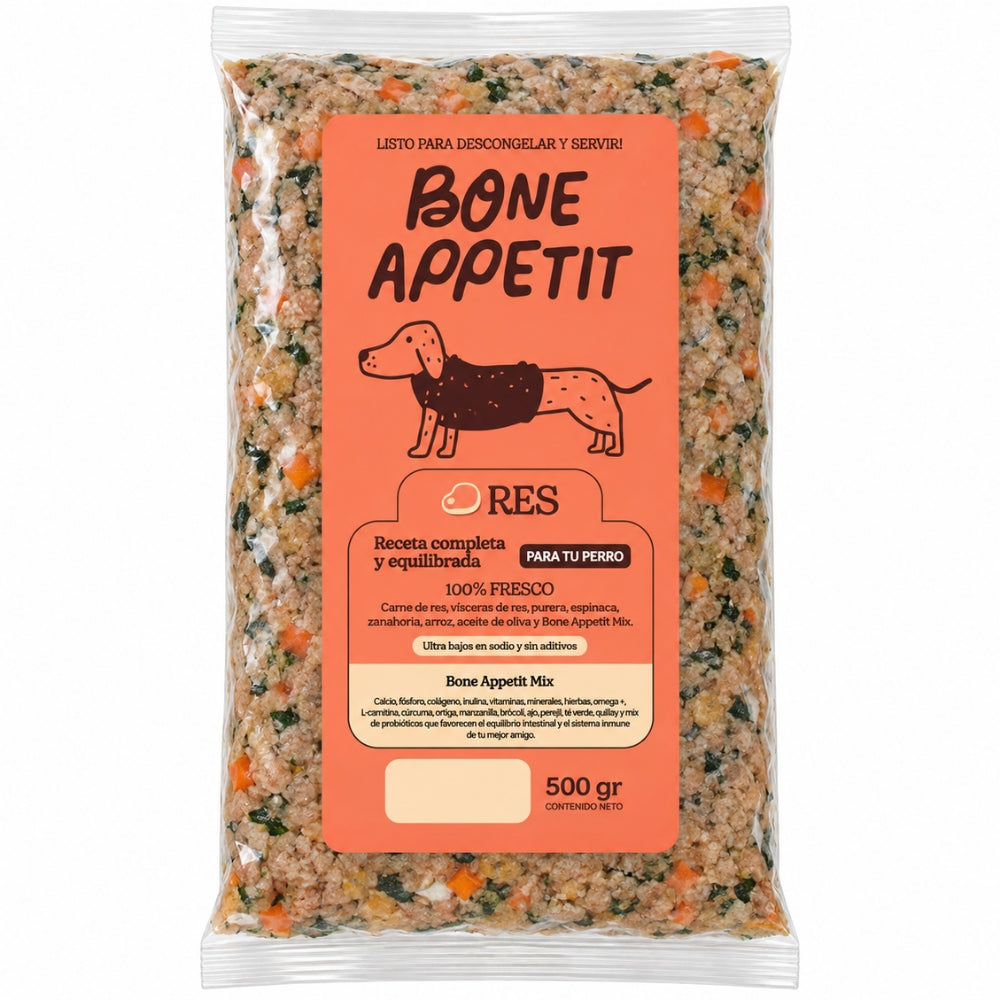 Bone Appetit Alimento Natural para Perros Sabor Res 500gr