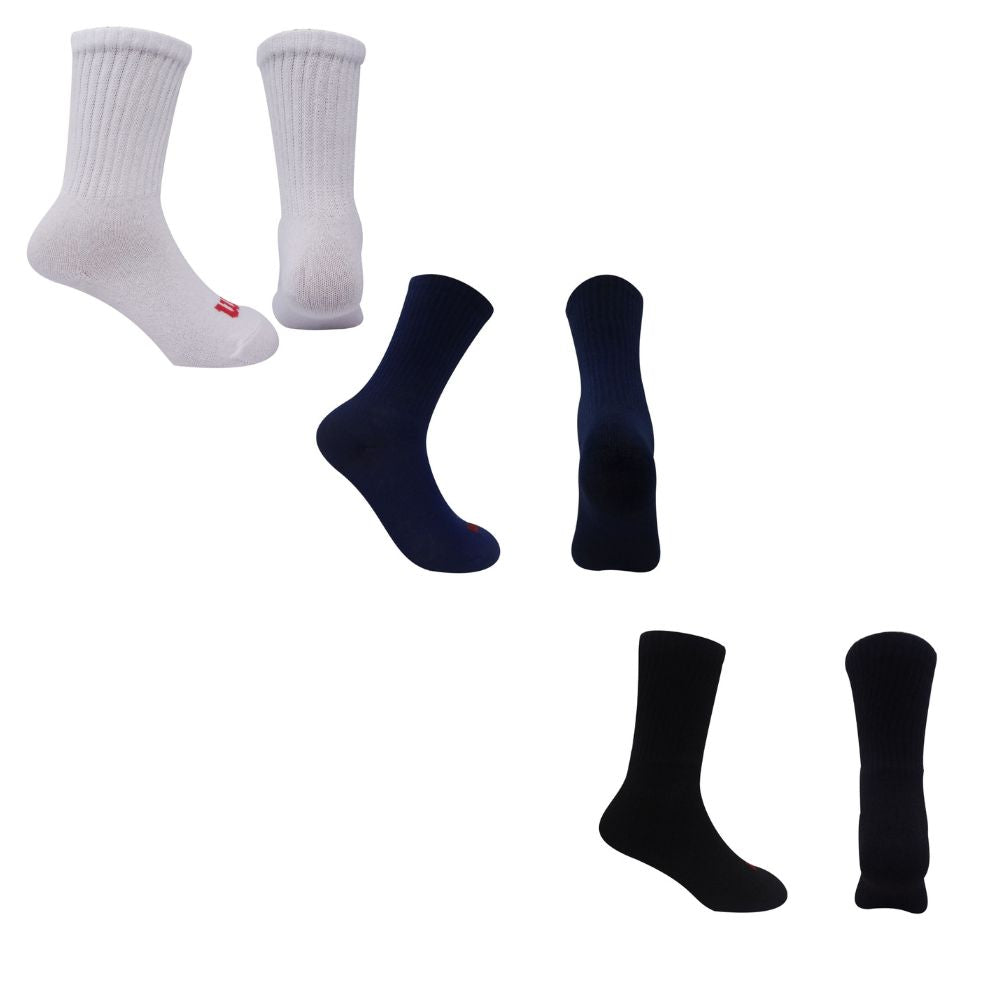 Wilson Medias Largas de Fibra Sintética Para Niños 3 Und Blancas/Azul Marino/Negras