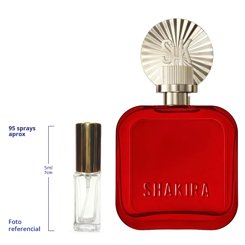 Shakira Rojo Decant Travel Size 10ml 95 a 150 Sprays Aprox Eau De Parfum For Woman